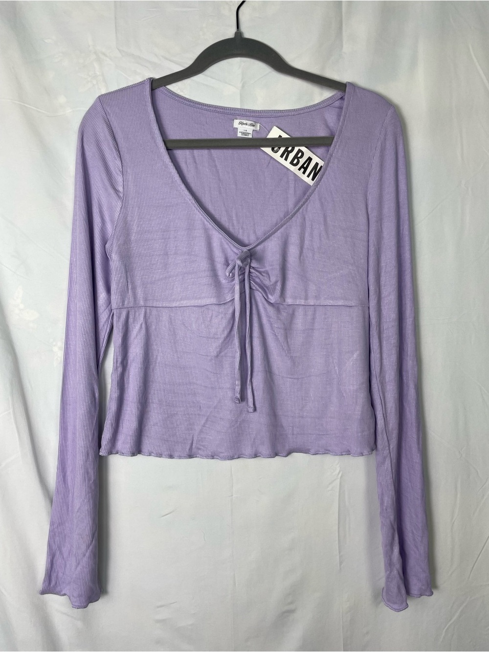 Urban Outfitters Lavender Tie-Front Long Sleeve Top from Kimchi Blue